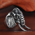 Vintage Men Custom Jewelry Personality Stainless Steel Animal Head Elephant Ring